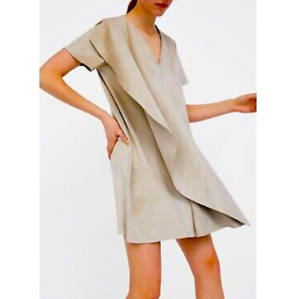 Zara faux suede ruffle dress